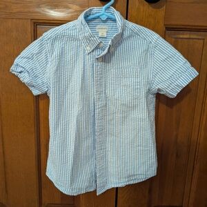 Crewcuts Blue and White Seersucker Striped Button Down Shirt